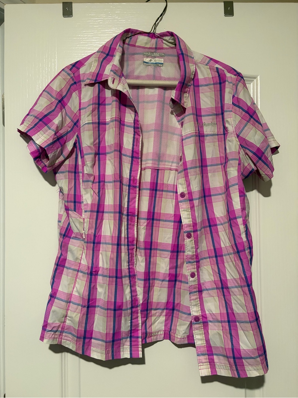 Columbia Pink Plaid Short-Sleeve Button-Up Shirt